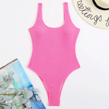 Load image into Gallery viewer, One-piece Fluorescence Solid color Swimsuit Sexy Backless Thong Threaded Bikini beach swimming water sports clothing S-XXL
