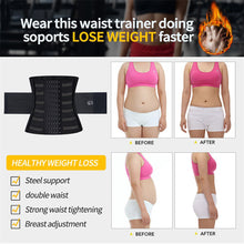Load image into Gallery viewer, Double-Layer Reinforcement Belly Drawing Belt Waist Trainer Belt Breasted Fish Bone Figure Management Waist Seal Sports Partner

