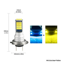 Load image into Gallery viewer, 1Pc 30LED Fog Light Bulb Dual Color Car DRL Turn Signal Reverse Light Brake Light Width Indicator H3 H7 H8 H11 9005 HB3 9005/9006 H4 P13W
