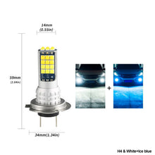 Load image into Gallery viewer, 1Pc 30LED Fog Light Bulb Dual Color Car DRL Turn Signal Reverse Light Brake Light Width Indicator H3 H7 H8 H11 9005 HB3 9005/9006 H4 P13W
