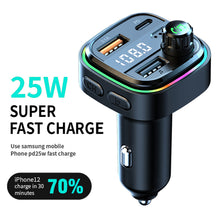 Load image into Gallery viewer, 25W Dual USB 3.1A Car Charger Bluetooth 5.0 FM Transmitter Adapter Fast Charger Auto Handsfree Call Mp3 Player Colorful Lights
