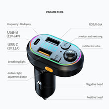 Load image into Gallery viewer, Car Bluetooth 5.0 FM Transmitter Wireless Audio Receiver Car MP3 Player Charge
