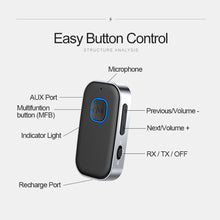 Load image into Gallery viewer, J23 Bluetooth 5.0 Transmitter Receiver 3.5mm AUX Jack HiFi Music Wireless Audio Adapter Handsfree Car Kit For TV Headphone Speaker
