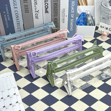 Load image into Gallery viewer, Double Layer Transparent Pencil Bag Waterproof Stationery Case Organizer Kids Students Kawaii Cosmetic Bag Transparent Portable

