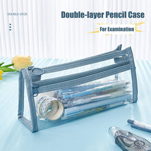 Load image into Gallery viewer, Double Layer Transparent Pencil Bag Waterproof Stationery Case Organizer Kids Students Kawaii Cosmetic Bag Transparent Portable
