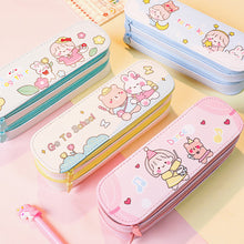 Load image into Gallery viewer, Cartoon Double-Layer Pencil Case Large-Capacity Simple Girl Heart Primary School Students Cute Stationery
