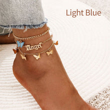 Load image into Gallery viewer, 3pcs Flower Butterfly Tassel Anklet Acrylic Butterfly Angel Pendant Anklet Women Summer Beach Jewelry Accessories
