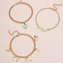 Load image into Gallery viewer, 3pcs Flower Butterfly Tassel Anklet Acrylic Butterfly Angel Pendant Anklet Women Summer Beach Jewelry Accessories
