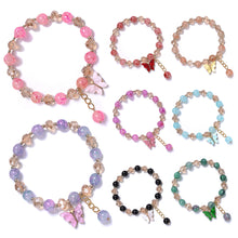 Load image into Gallery viewer, Butterfly Charm Stretch Crystal Women Bracelet Chains for Girls Friends Student Beads Bracelets Fashion Summer Charm Jewelry
