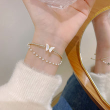 Load image into Gallery viewer, Fashion Women Jewelry White Crystal Artificial Pearl Butterfly Bracelet for Women Wedding Engagement Bracelet Party Birthday Gift

