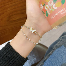 Load image into Gallery viewer, Fashion Women Jewelry White Crystal Artificial Pearl Butterfly Bracelet for Women Wedding Engagement Bracelet Party Birthday Gift
