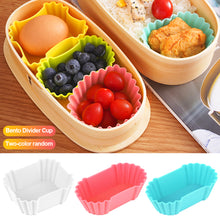Load image into Gallery viewer, 3pcs Bento Divider Cup Reusable Silicone Dessert Sushi Separate Storage Accessories Food Lunch Box Liner Easy Clean Cake Mould
