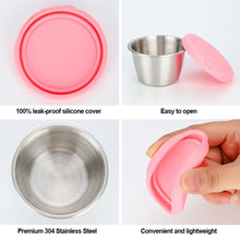 Load image into Gallery viewer, 304 Stainless Steel Salad Container Small Condiment Container with Lids Leakproof for Kids Lunch Containers Box Camping Hiking Outdoor Sauce Dispenser
