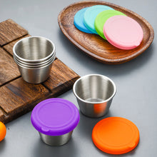 Load image into Gallery viewer, 304 Stainless Steel Salad Container Small Condiment Container with Lids Leakproof for Kids Lunch Containers Box Camping Hiking Outdoor Sauce Dispenser
