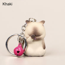 Load image into Gallery viewer, Cute Shy Cat Figurines Keychain with Bell Chubby Kitten Keyring Ornament Cartoon Car Keys Chains Bag Decoration Pendant Birthday Gifts
