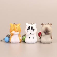 Load image into Gallery viewer, Cute Shy Cat Figurines Keychain with Bell Chubby Kitten Keyring Ornament Cartoon Car Keys Chains Bag Decoration Pendant Birthday Gifts
