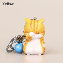 Load image into Gallery viewer, Cute Shy Cat Figurines Keychain with Bell Chubby Kitten Keyring Ornament Cartoon Car Keys Chains Bag Decoration Pendant Birthday Gifts
