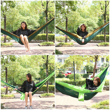Load image into Gallery viewer, Portable Ultra-Light Outdoor Double Hammock Parachute Oxford Fabric Anti-Rollover Camping Hanging Rocking Bed Chair 270*140CM
