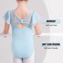 Load image into Gallery viewer, Children's Short-Sleeved Dance Dress Soft Mesh Stitching Sling Training Suit Chiffon Sleeve Chinese Dance Ballet One-Piece Girl's Body Suit
