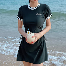 Load image into Gallery viewer, Professional Swimsuit One-Piece Skirt With Leggings Waist Side With Drawstring Sports Swimsuit Hot Spring Pool Conservative Bikini
