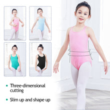 Load image into Gallery viewer, Children's Back Cross Double Suspender Jumpsuit Closed Crotch Ballet Dress Chinese Dance Dress Tight Summer Girl Training Dress Grade Test Dress
