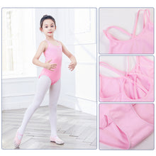 Load image into Gallery viewer, Children's Back Cross Double Suspender Jumpsuit Closed Crotch Ballet Dress Chinese Dance Dress Tight Summer Girl Training Dress Grade Test Dress
