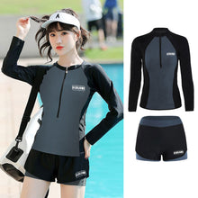 Load image into Gallery viewer, Couple's Style Professional Quick-Drying Swimsuit Set Surf Diving Snorkeling Suit Long-Sleeved Shorts Sunscreen Clothes Separate Body Sports Clothes With Zipper
