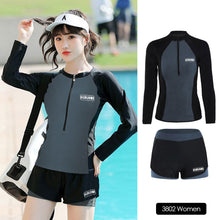 Load image into Gallery viewer, Couple's Style Professional Quick-Drying Swimsuit Set Surf Diving Snorkeling Suit Long-Sleeved Shorts Sunscreen Clothes Separate Body Sports Clothes With Zipper
