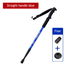 Load image into Gallery viewer, Three-Section Adjustable Aluminum Alloy Hiking Pole Straight Handle Curved Handle Ultra-Light Outdoor Cross-Country Skiing Hiking Pole

