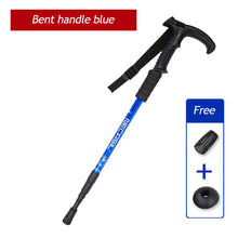 Load image into Gallery viewer, Three-Section Adjustable Aluminum Alloy Hiking Pole Straight Handle Curved Handle Ultra-Light Outdoor Cross-Country Skiing Hiking Pole
