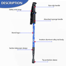 Load image into Gallery viewer, Three-Section Adjustable Aluminum Alloy Hiking Pole Straight Handle Curved Handle Ultra-Light Outdoor Cross-Country Skiing Hiking Pole
