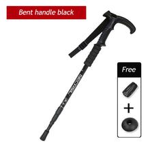 Load image into Gallery viewer, Three-Section Adjustable Aluminum Alloy Hiking Pole Straight Handle Curved Handle Ultra-Light Outdoor Cross-Country Skiing Hiking Pole
