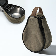 Load image into Gallery viewer, Outdoor Portable Canvas Fabric Shira Cup Bag Camping Tableware Portable Zipper Storage Bag Camping Storage Supplies

