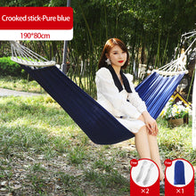 Load image into Gallery viewer, 190*80CM Outdoor Plain Elegant Stripe Single Anti-Rolled-Over Hammock Picnic Camping Thickened Canvas With Stick Swing Rocking Chair
