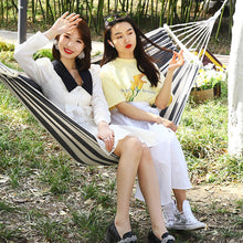 Load image into Gallery viewer, 190*80CM Outdoor Plain Elegant Stripe Single Anti-Rolled-Over Hammock Picnic Camping Thickened Canvas With Stick Swing Rocking Chair
