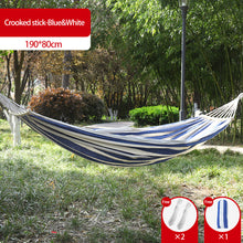 Load image into Gallery viewer, 190*80CM Outdoor Plain Elegant Stripe Single Anti-Rolled-Over Hammock Picnic Camping Thickened Canvas With Stick Swing Rocking Chair
