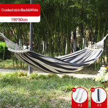 Load image into Gallery viewer, 190*80CM Outdoor Plain Elegant Stripe Single Anti-Rolled-Over Hammock Picnic Camping Thickened Canvas With Stick Swing Rocking Chair
