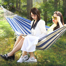 Load image into Gallery viewer, 190*80CM Outdoor Plain Elegant Stripe Single Anti-Rolled-Over Hammock Picnic Camping Thickened Canvas With Stick Swing Rocking Chair

