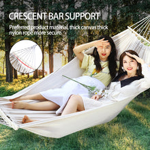 Load image into Gallery viewer, 190*80CM Outdoor Plain Elegant Stripe Single Anti-Rolled-Over Hammock Picnic Camping Thickened Canvas With Stick Swing Rocking Chair
