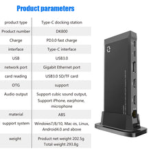 Load image into Gallery viewer, 13 in 1 Type C HUB Vertical USB 3.0 Dock Station 4K HDMI PD 100W Charging USB-C Splitter Card Reader Ethernet Adapter for Laptop
