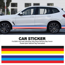 Load image into Gallery viewer, 1M/2M/3M X 15cm Width Car Stickers and Decals For BMW Vinyl Auto Side Body Strip Decal Germany Italy French Russia Spain National Flag Pesonalized
