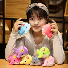 Load image into Gallery viewer, 1pc Dolphin Plush Toy with Flower Cute Ocean Fish Toys Key Chain Pendant Gifts for Children Kids Toy Wedding Gifts

