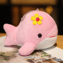 Load image into Gallery viewer, 1pc Dolphin Plush Toy with Flower Cute Ocean Fish Toys Key Chain Pendant Gifts for Children Kids Toy Wedding Gifts
