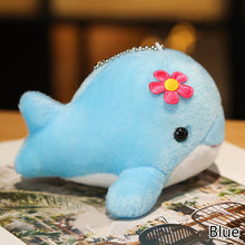 Load image into Gallery viewer, 1pc Dolphin Plush Toy with Flower Cute Ocean Fish Toys Key Chain Pendant Gifts for Children Kids Toy Wedding Gifts
