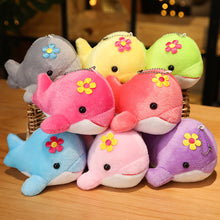 Load image into Gallery viewer, 1pc Dolphin Plush Toy with Flower Cute Ocean Fish Toys Key Chain Pendant Gifts for Children Kids Toy Wedding Gifts

