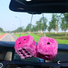 Load image into Gallery viewer, 2PCS Car Pendant Fuzzy Dice Dots Rear View Mirror Hangers Car Interior Decoration Auto Accessories Interior Ornaments Car-Styling
