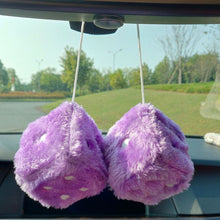 Load image into Gallery viewer, 2PCS Car Pendant Fuzzy Dice Dots Rear View Mirror Hangers Car Interior Decoration Auto Accessories Interior Ornaments Car-Styling
