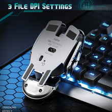 Load image into Gallery viewer, PX2 Metal 2 4G Rechargeable Wireless Mute 1600DPI Mouse 6 Buttons for PC Laptop Computer Gaming Office Home Waterproof Mouse
