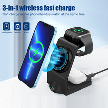 Load image into Gallery viewer, 3-in-1 Magnetic Wireless Charger for Multiple Devices Phone Watch with USB C Port 15W
