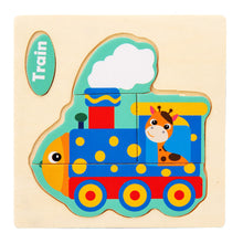 Load image into Gallery viewer, Baby Wooden Toys 3D Puzzle Cartoon Animal Vehicle Wood Puzzle Game Intelligence Jigsaw Puzzle Educational Toys for Children
